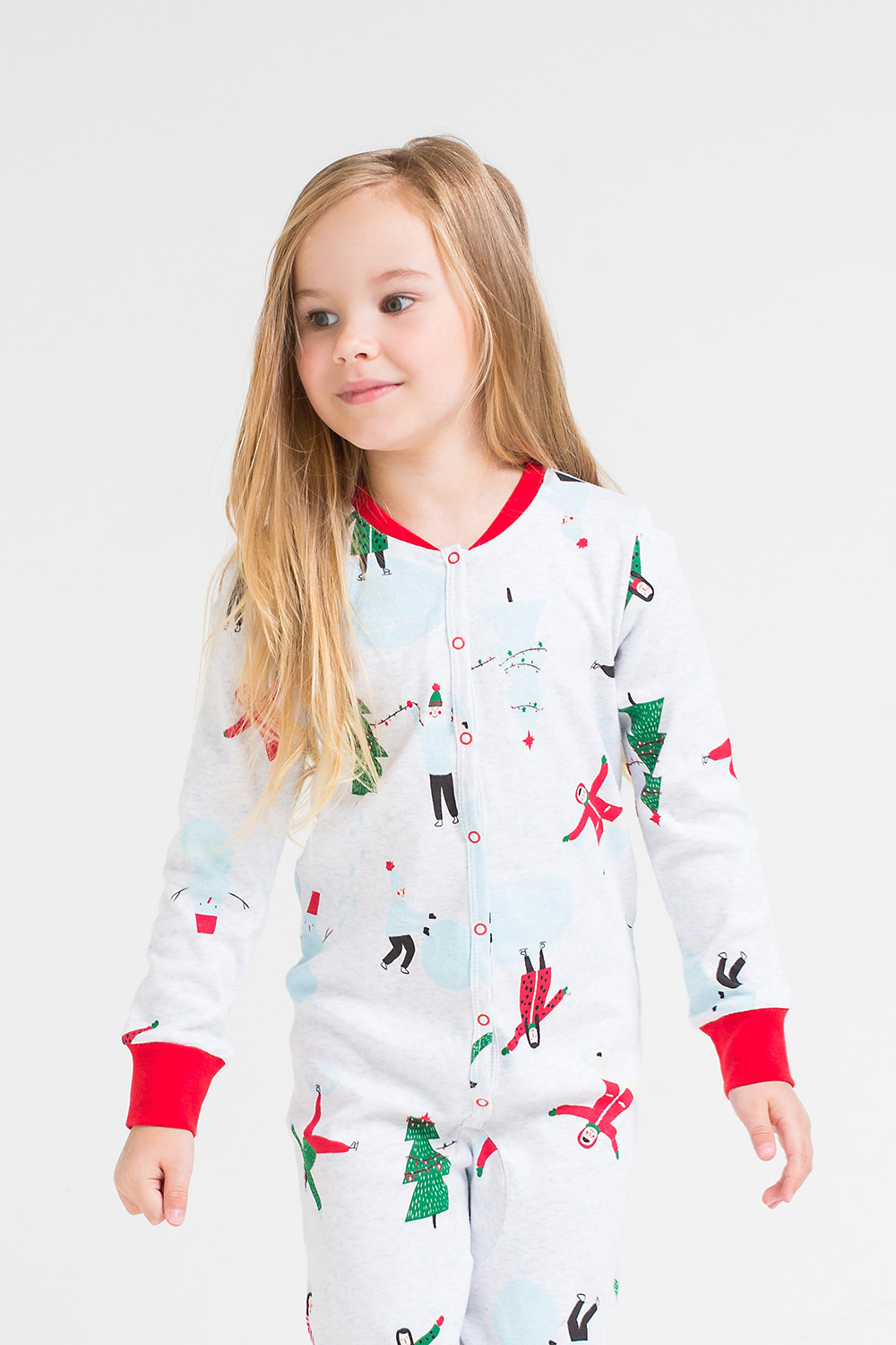 картинка Комбинезон пижама для девочки Crockid К 6180 каток на светло-сером меланже от магазина детских товаров ALiSa