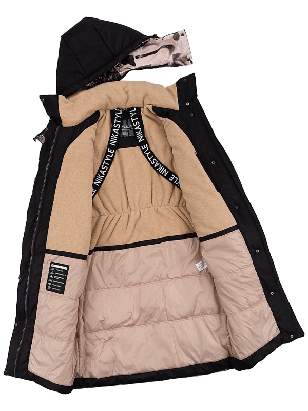 картинка Пальто зимнее для девочки NIKASTYLE 6з3224 Черный беж от магазина детских товаров ALiSa
