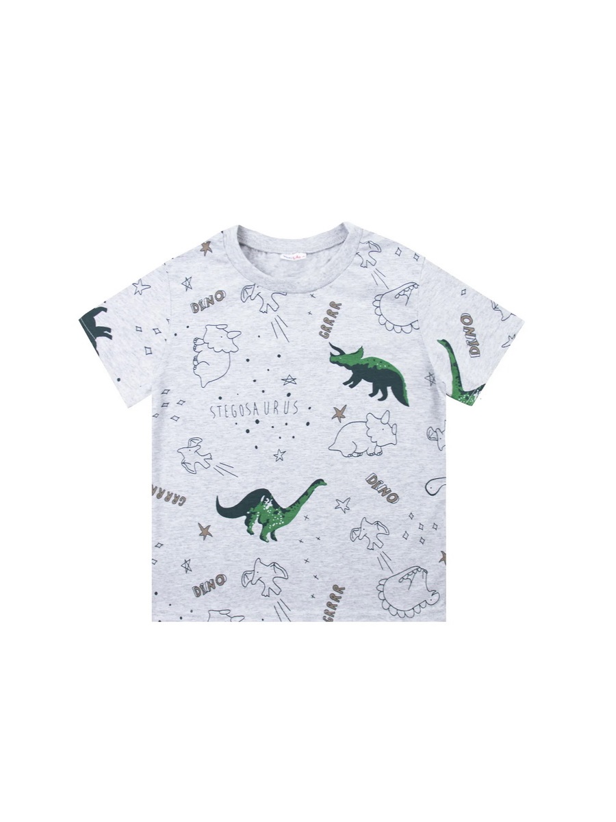 картинка Футболка для мальчика Youlala 0954102607 Серый динозавры от магазина детских товаров ALiSa