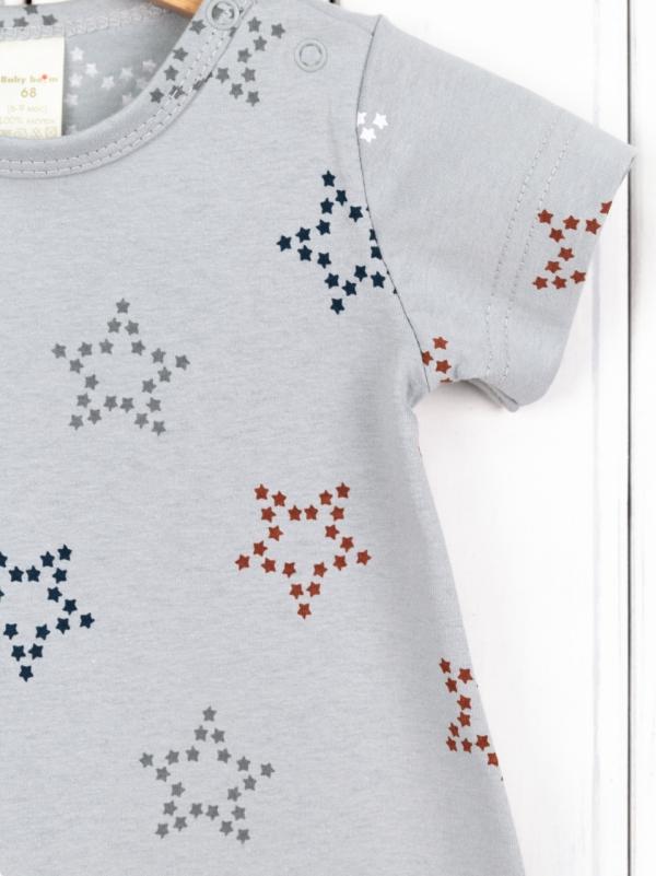 картинка Комбинезон для мальчика Baby Boom К324/9-К Звёзды на светло-сером от магазина детских товаров ALiSa