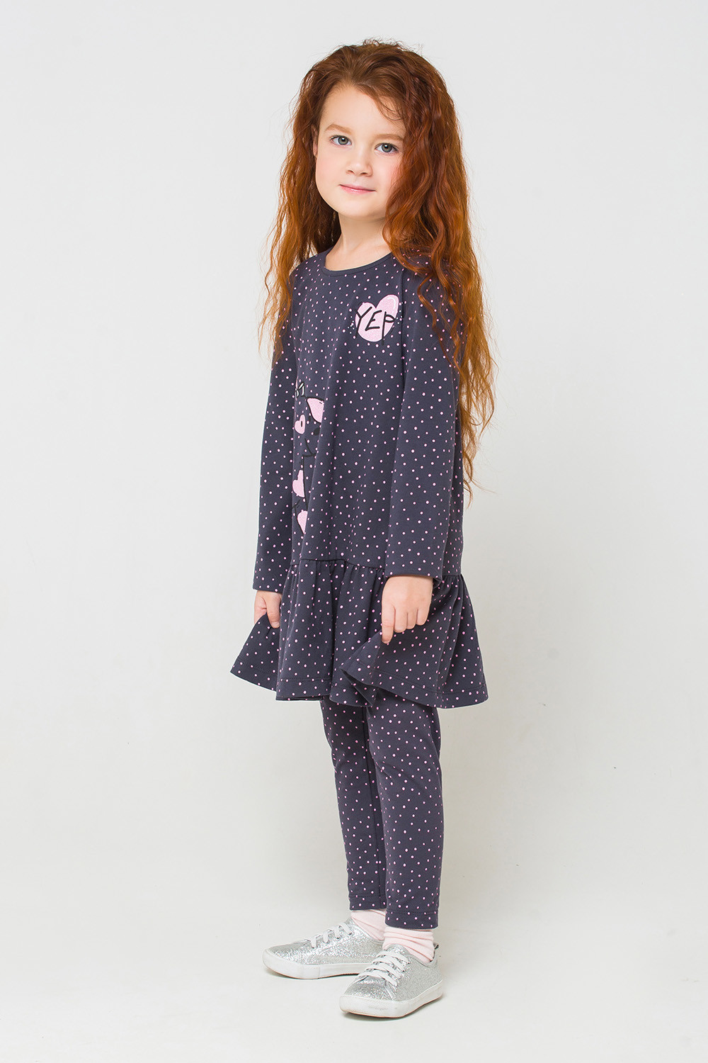 картинка Платье для девочки Crockid К 5463 темно-серый, горошки к1236 от магазина детских товаров ALiSa