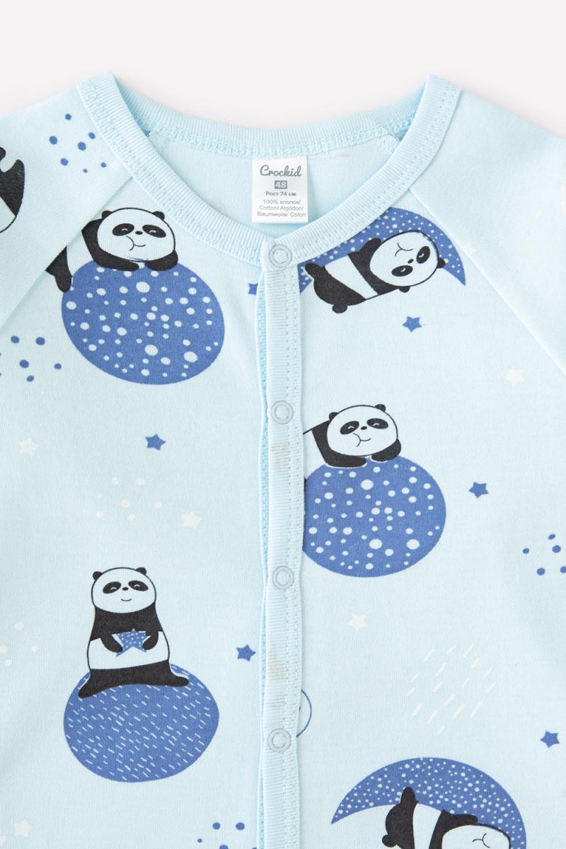 картинка Комбинезон для мальчика Crockid К 6374 панды в космосе на небесном от магазина детских товаров ALiSa
