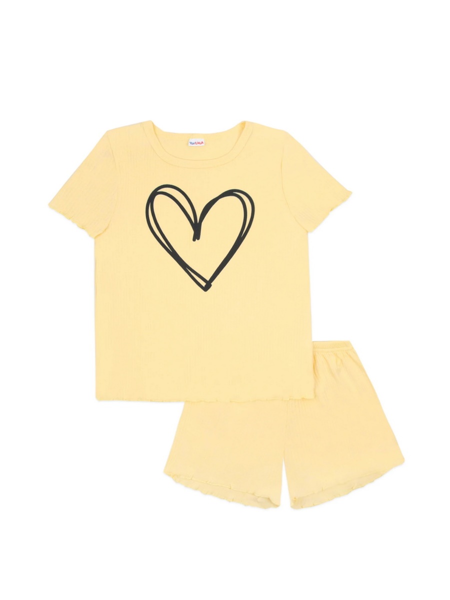 картинка Пижама для девочки YLA 7006700113 Желтый сердце от магазина детских товаров ALiSa