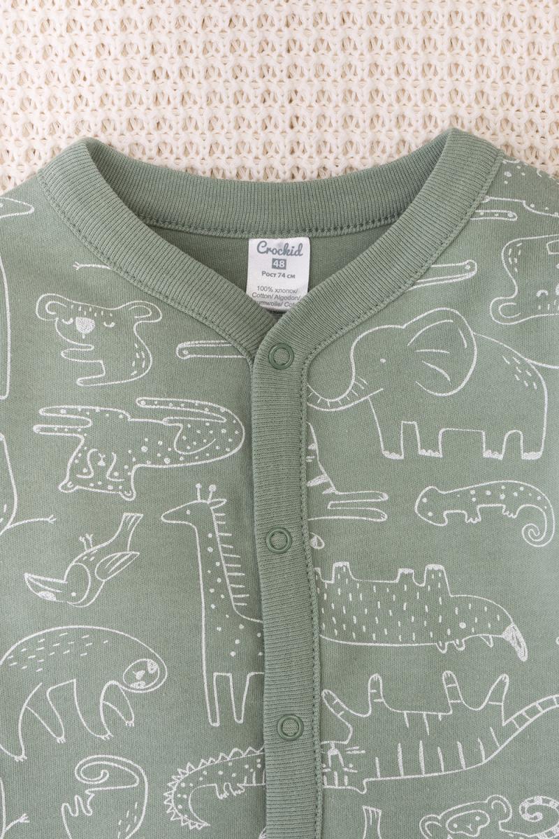 картинка Кофточка детская Crockid К 300450-2 зоопарк, эффект меланжа (зеленый) я120 от магазина детских товаров ALiSa