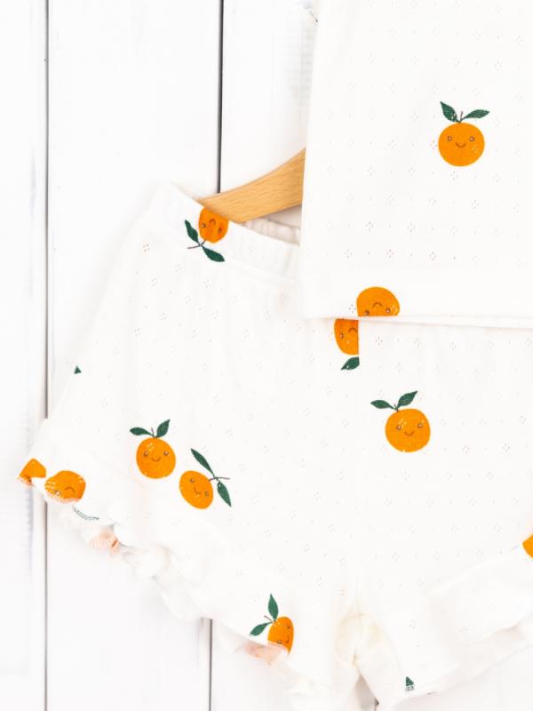 картинка Пижама для девочки Baby Boom КС21/3-Р Ажурная рибана Апельсины от магазина детских товаров ALiSa