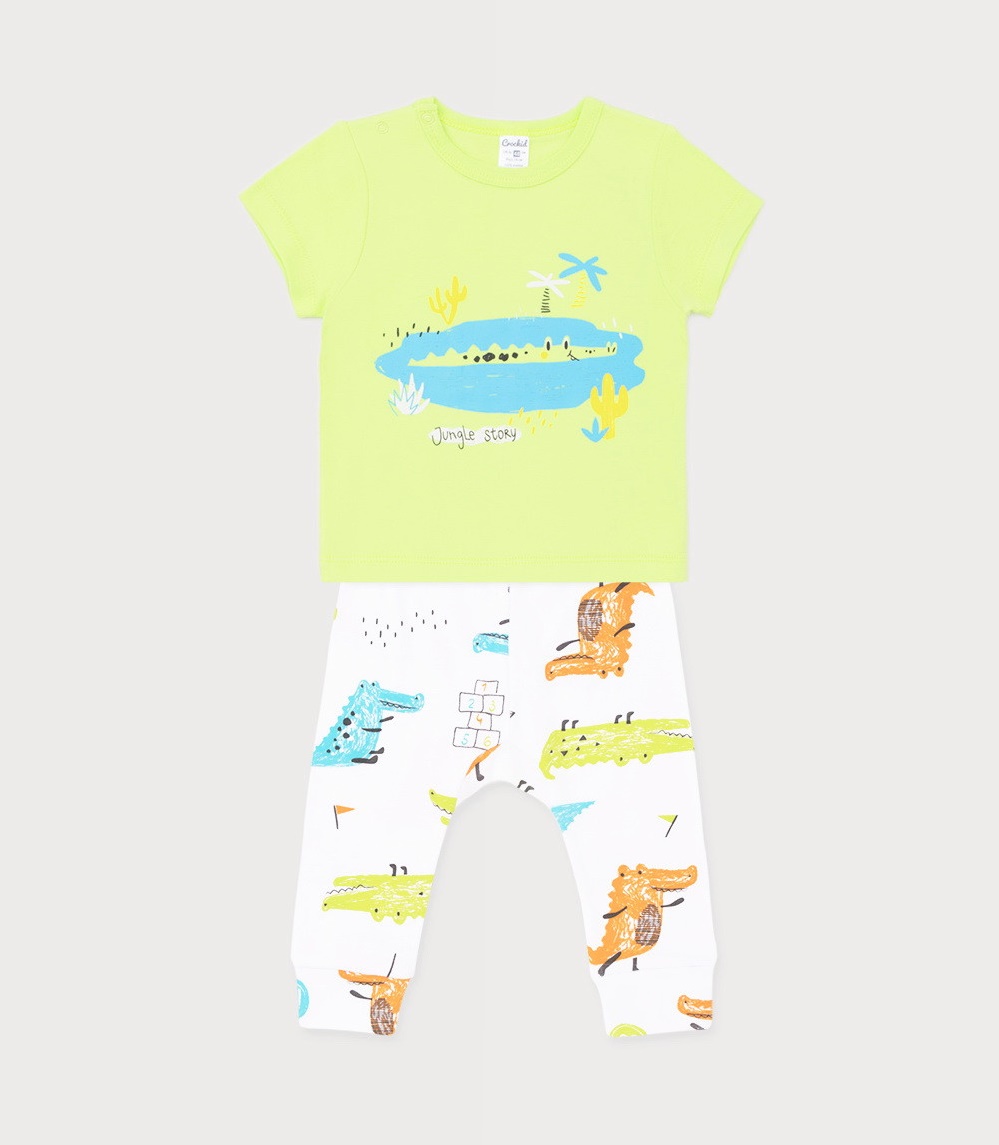 картинка Комплект для мальчика Crockid К 2613 салатовый + крокодильчики на белом от магазина детских товаров ALiSa