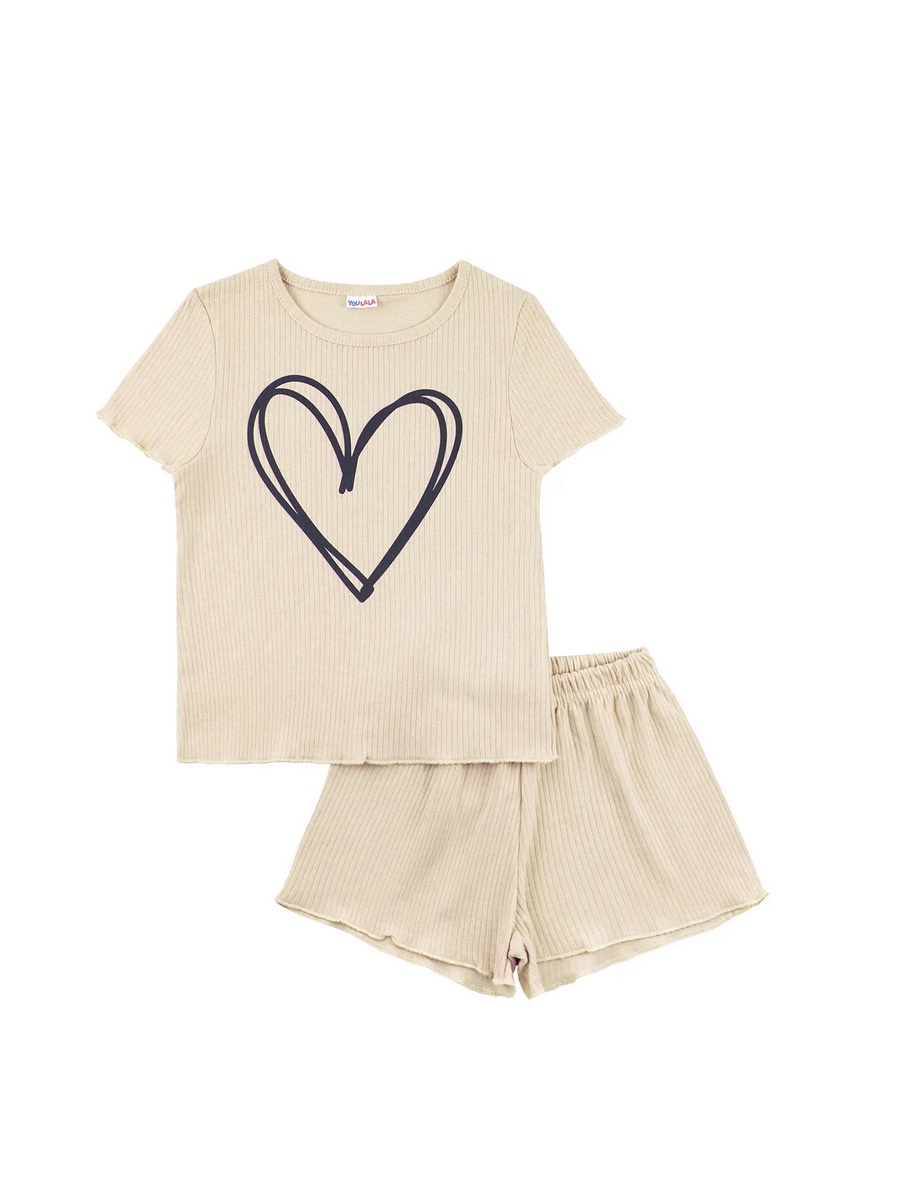 картинка Пижама для девочки YLA 7006700108 Светло бежевый сердце от магазина детских товаров ALiSa