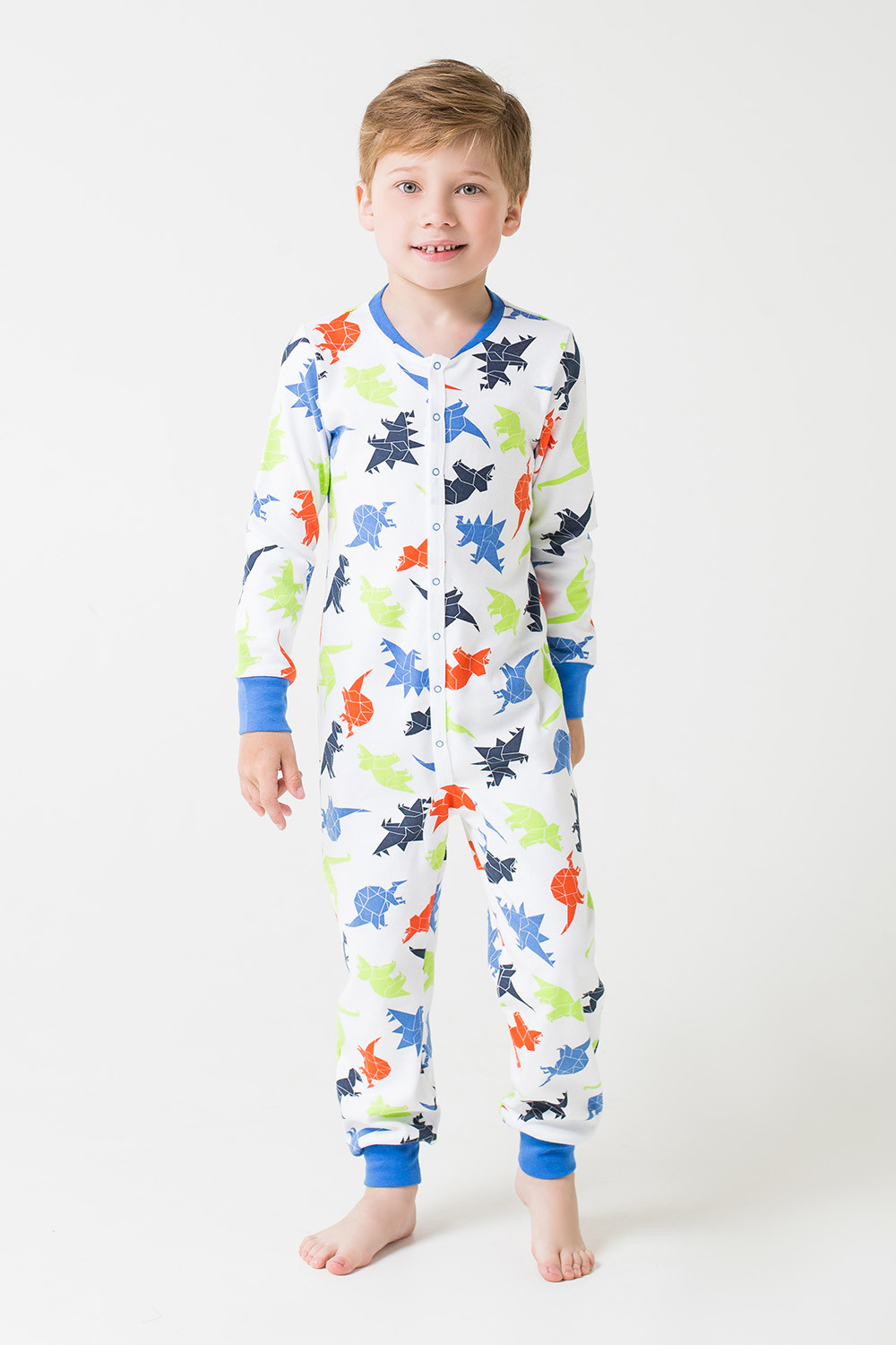 картинка Комбинезон пижама детская Crockid К 6268 динозавры на белом от магазина детских товаров ALiSa