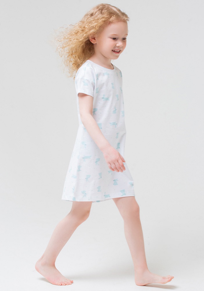 картинка Сорочка для девочки Crockid К 1145 голубые зайки на белом от магазина детских товаров ALiSa