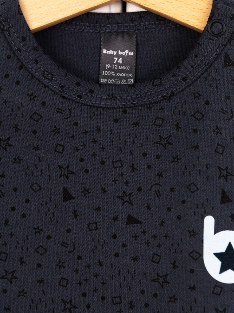 картинка Футболка для мальчика Baby Boom Ф90/5-И Значки чёрные на графите я735 от магазина детских товаров ALiSa