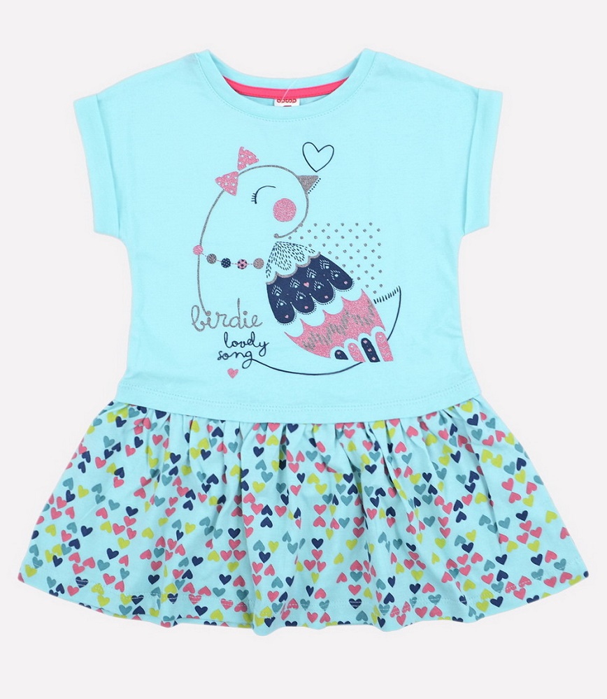 картинка Платье для девочки Crockid К 5380 мятная конфета + цветный сердечки от магазина детских товаров ALiSa