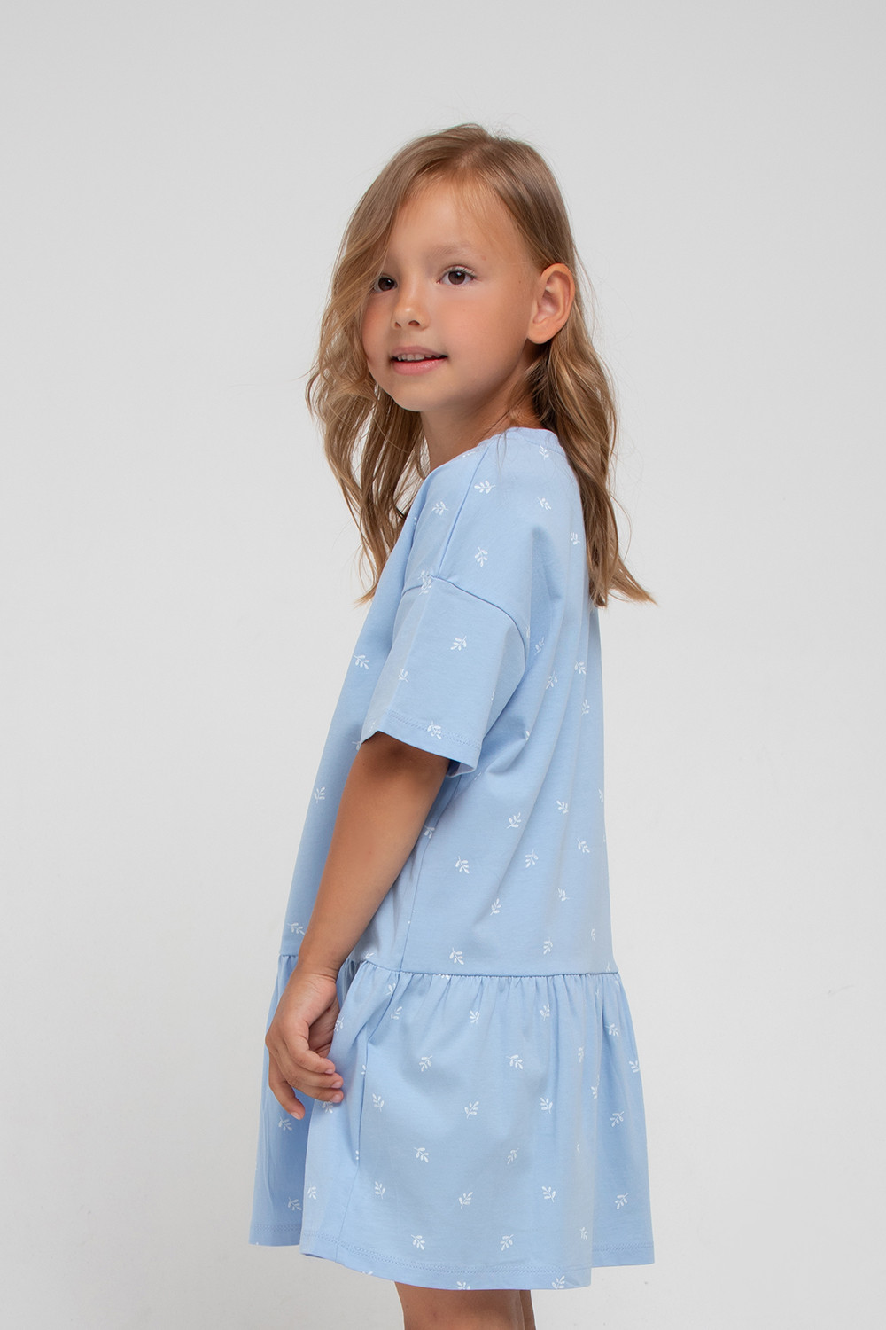 картинка Платье для девочки Crockid К 5750 небесно-голубой, веточки к1282 от магазина детских товаров ALiSa