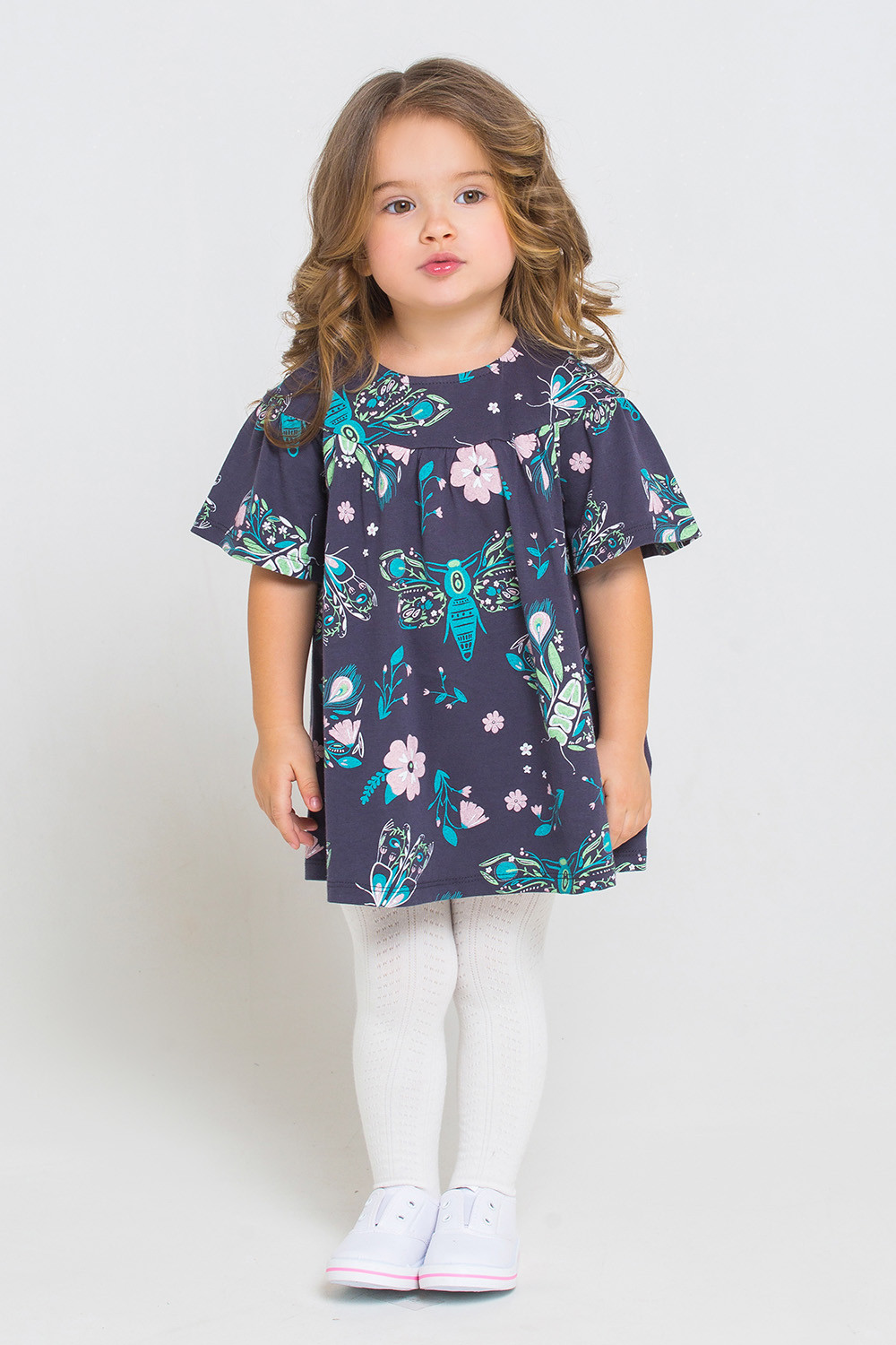 картинка Платье для девочки Crockid КР 5558 темно-серый, магические бабочки к221 от магазина детских товаров ALiSa