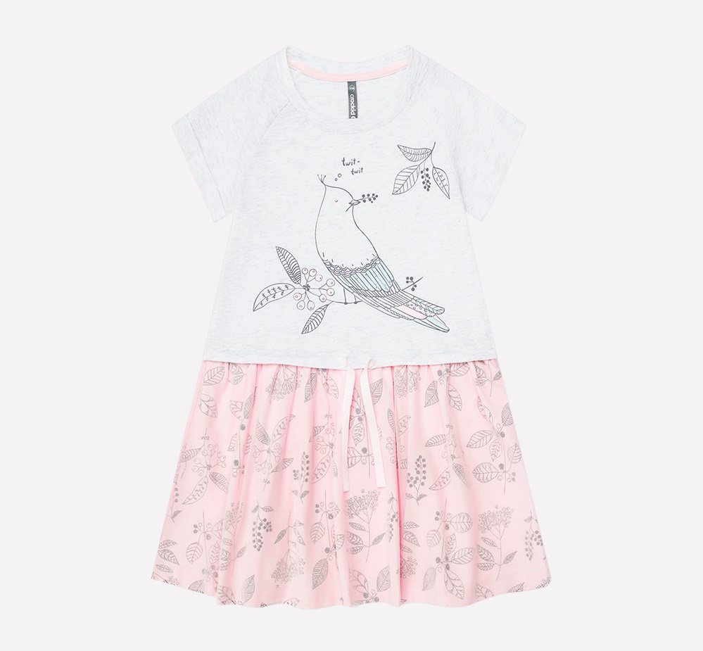 картинка Платье для девочки Crockid К 5441 светло-серый меланж, светлый лосось от магазина детских товаров ALiSa
