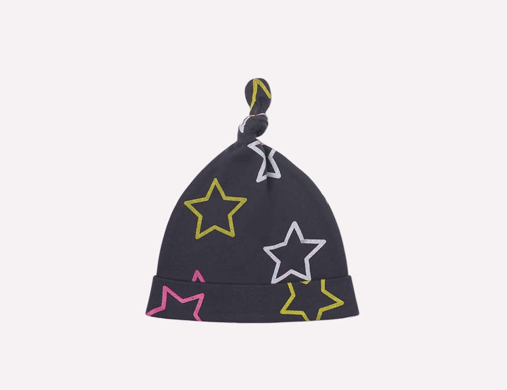картинка Шапка для девочки Crockid К 8036 розовые звезды на темно-сером от магазина детских товаров ALiSa