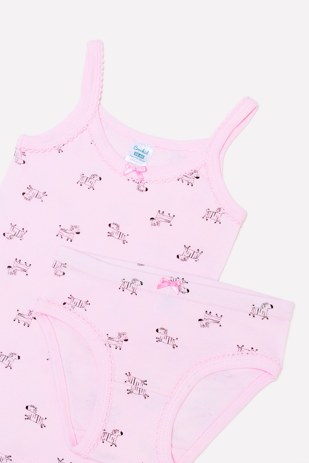 картинка Комплект для девочки Crockid К 1111 маленькие зебры на нежно-розовом от магазина детских товаров ALiSa