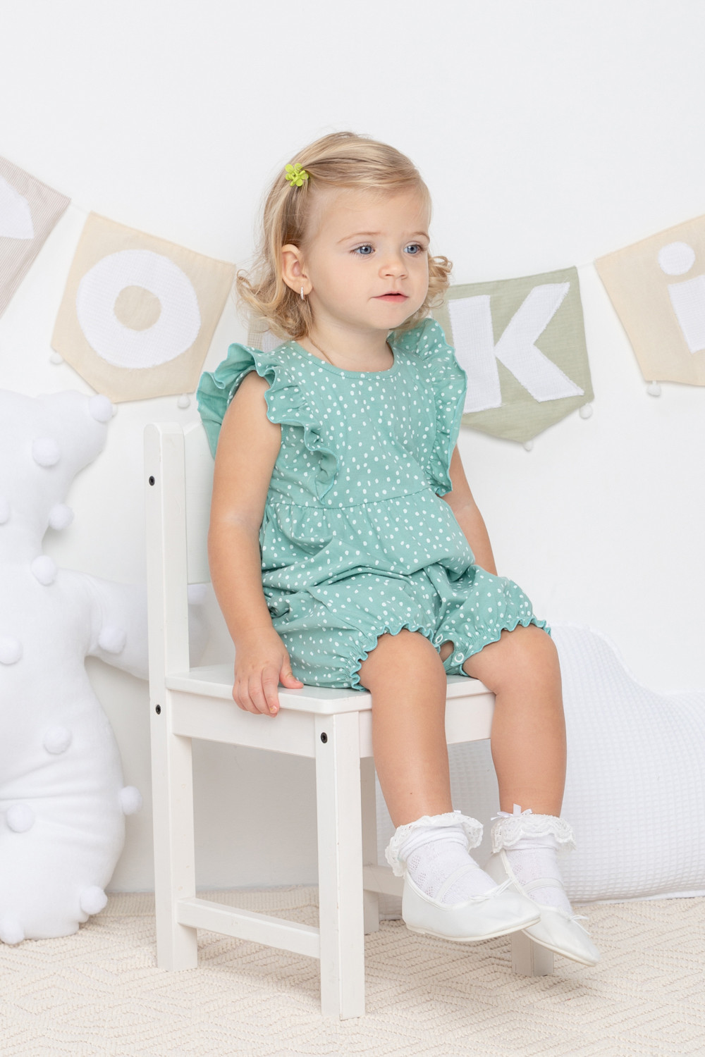 картинка Полукомбинезон для девочки Crockid КР 6408 мятный зеленый, крапинки к361 от магазина детских товаров ALiSa
