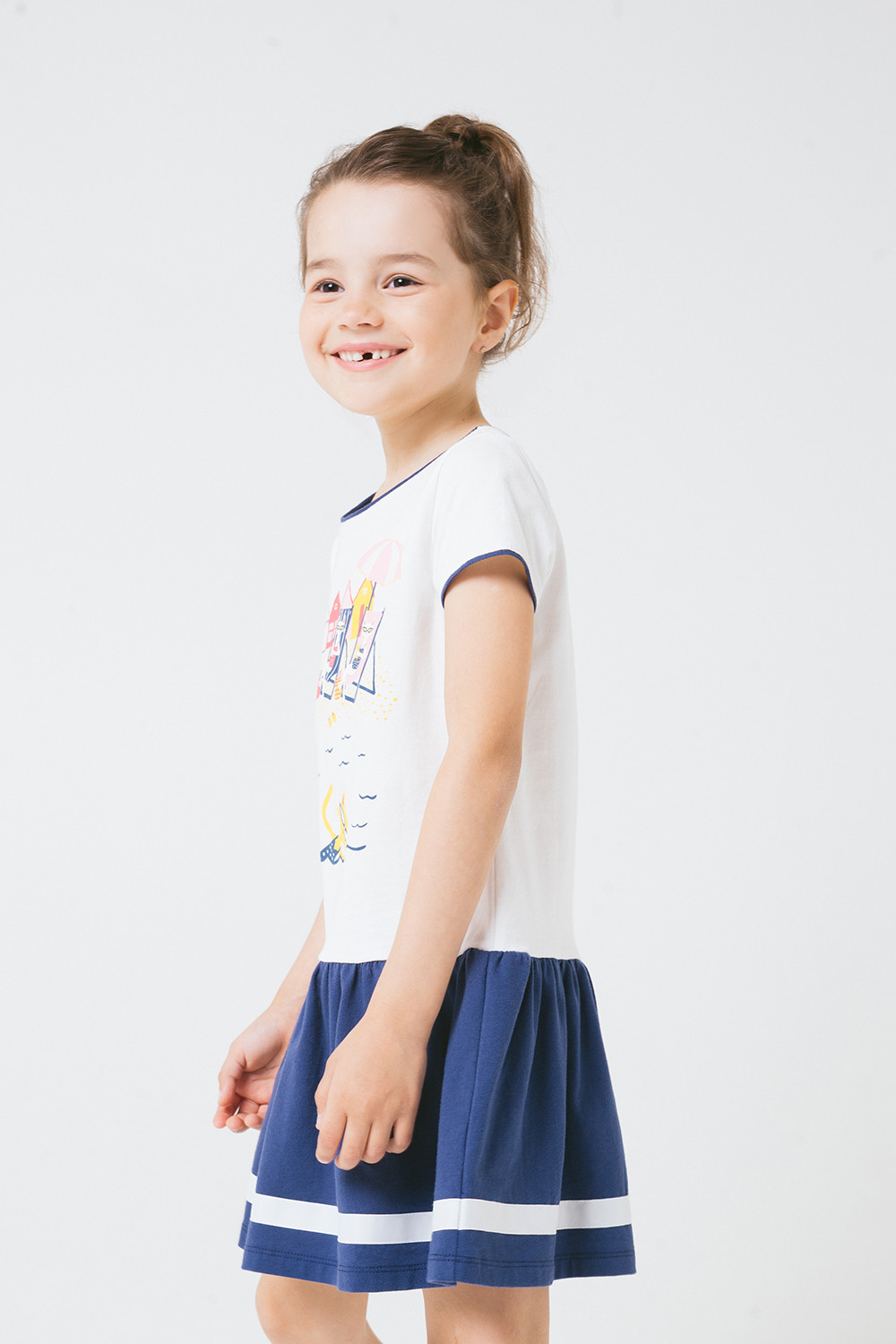 картинка Платье для девочки Crockid КР 5580 сахар, ультрамарин к243 от магазина детских товаров ALiSa