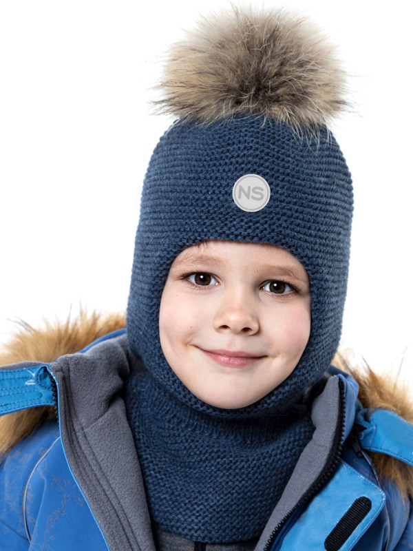 картинка Балаклава утепленная для мальчика NIKASTYLE 10з15324 Джинсовый от магазина детских товаров ALiSa