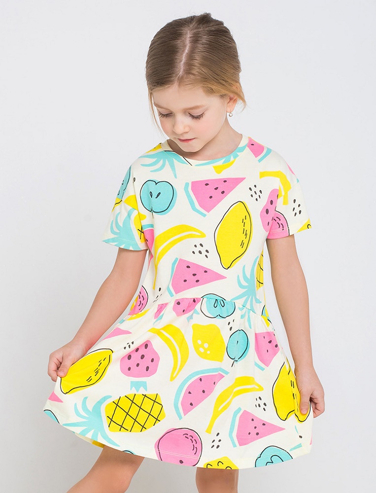 картинка Платье для девочки Crockid К 5493 тропические фрукты на белом к1234 от магазина детских товаров ALiSa