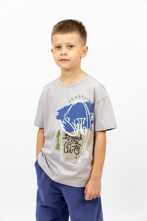 картинка Футболка для мальчика Baby Boom Ф154/7-К Светло-серый Б120 от магазина детских товаров ALiSa