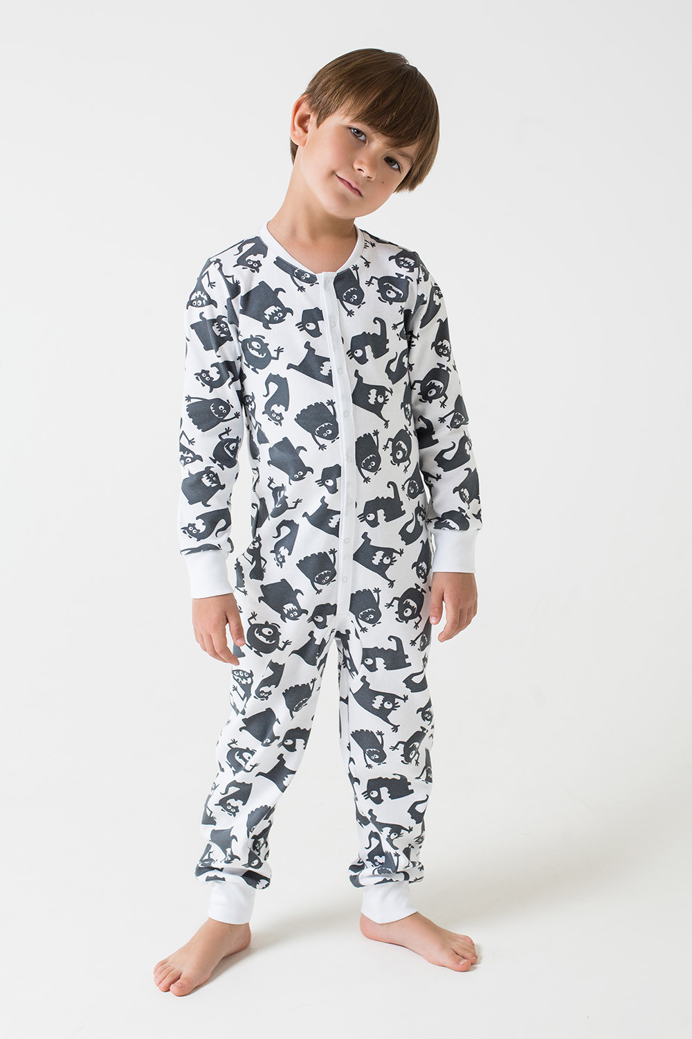 картинка Комбинезон пижама детская Crockid К 6268 веселые друзья на белом от магазина детских товаров ALiSa