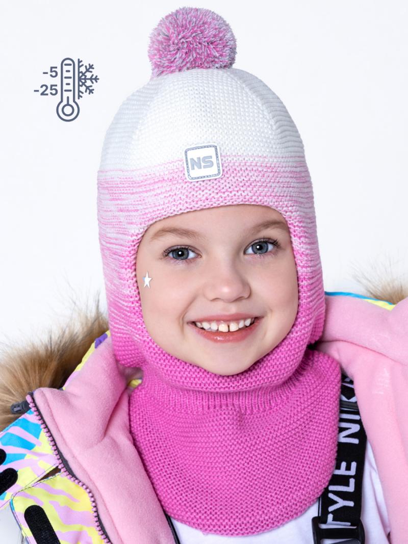 картинка Шлем утепленный для девочки NIKASTYLE 10з10423 кремовый розовый от магазина детских товаров ALiSa