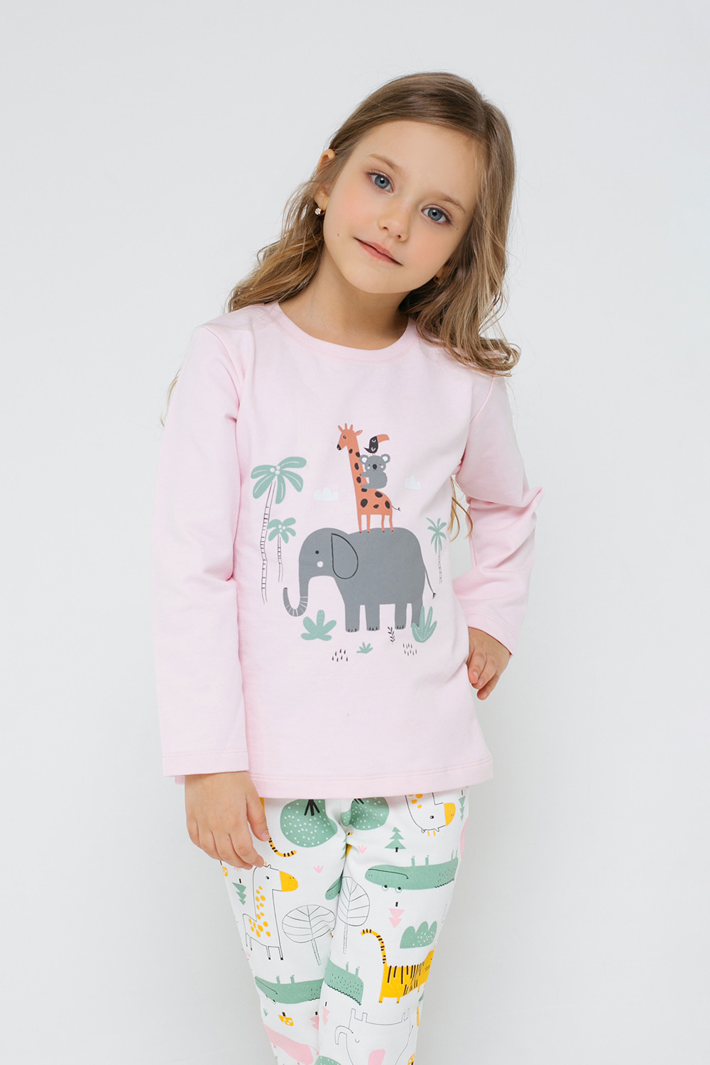 картинка Пижама для девочки Crockid К 1566 нежно-розовый + звери африки на сахаре от магазина детских товаров ALiSa