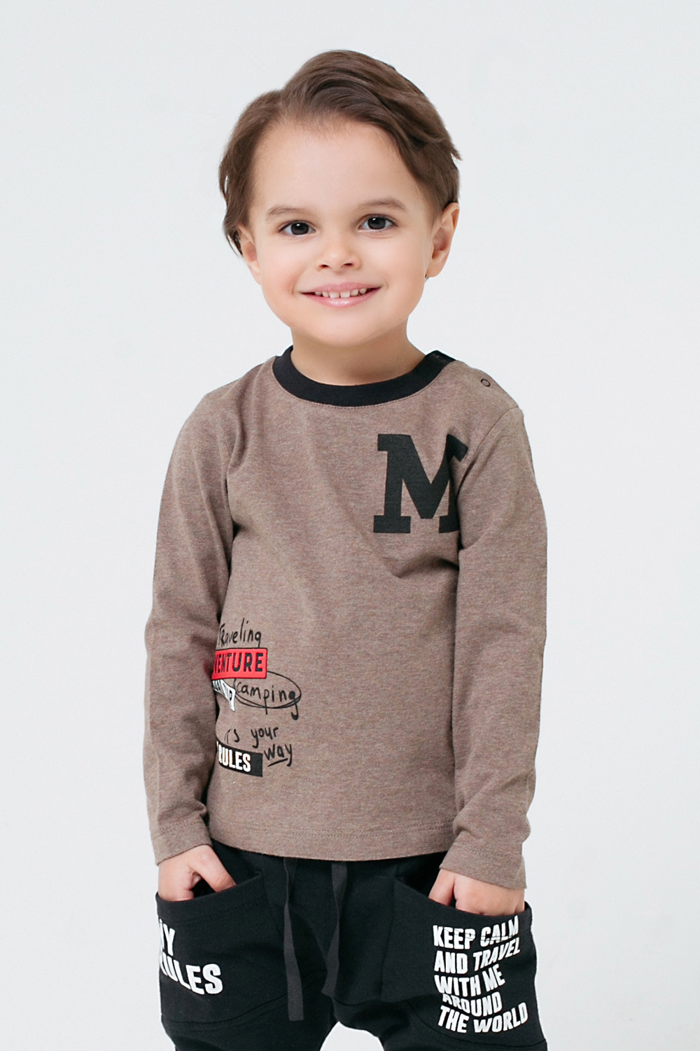 картинка Джемпер для мальчика Crockid КР 300790 коричневый меланж к222 от магазина детских товаров ALiSa