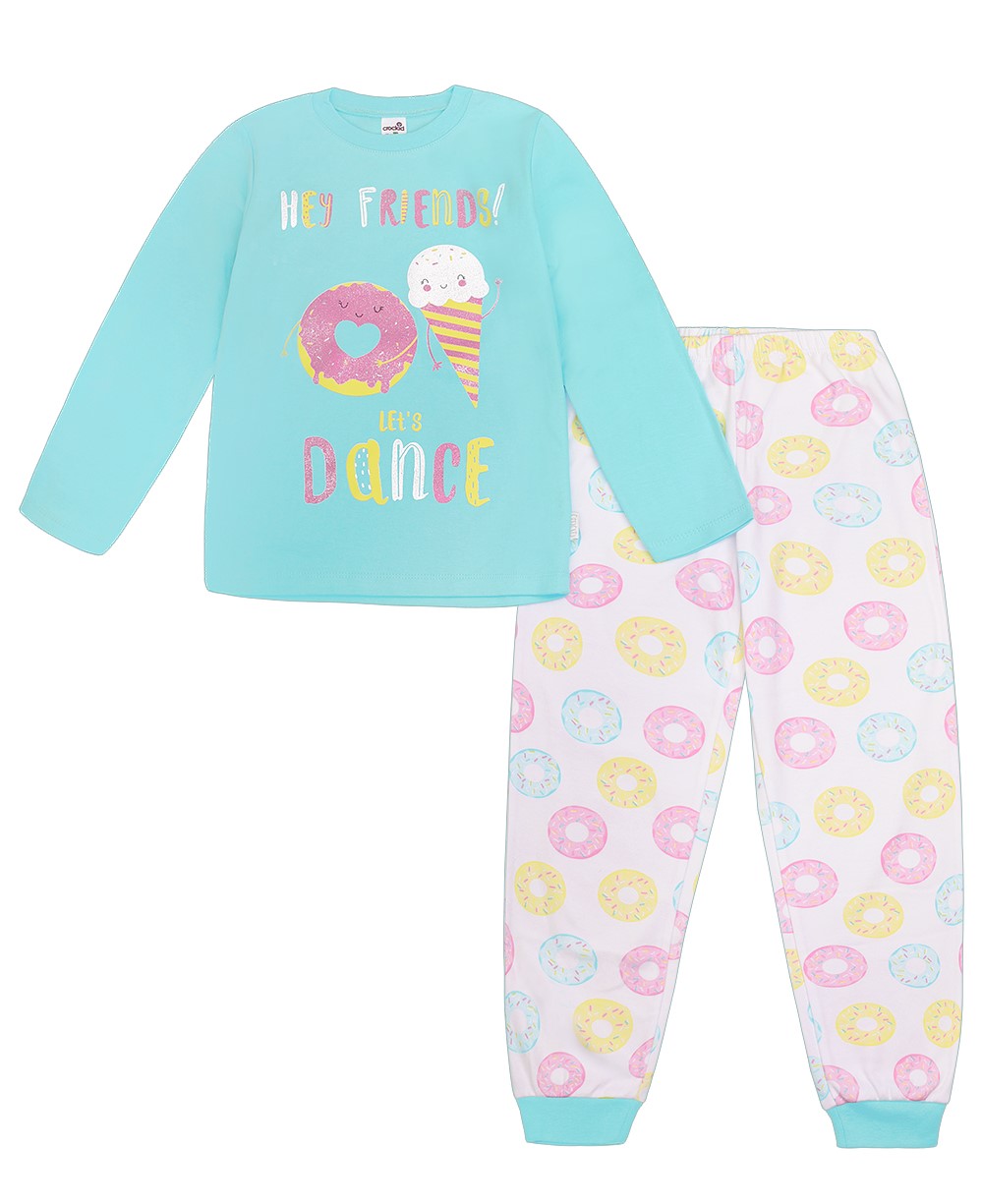 картинка Пижама для девочки Crockid К 1044 яркий минт + пончики на сахаре от магазина детских товаров ALiSa