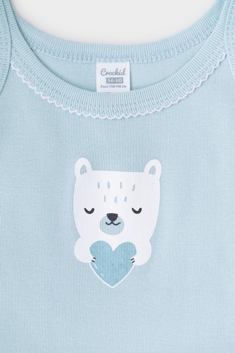 картинка Майка для девочки Crockid К 1082 зимнее небо (мишка) от магазина детских товаров ALiSa