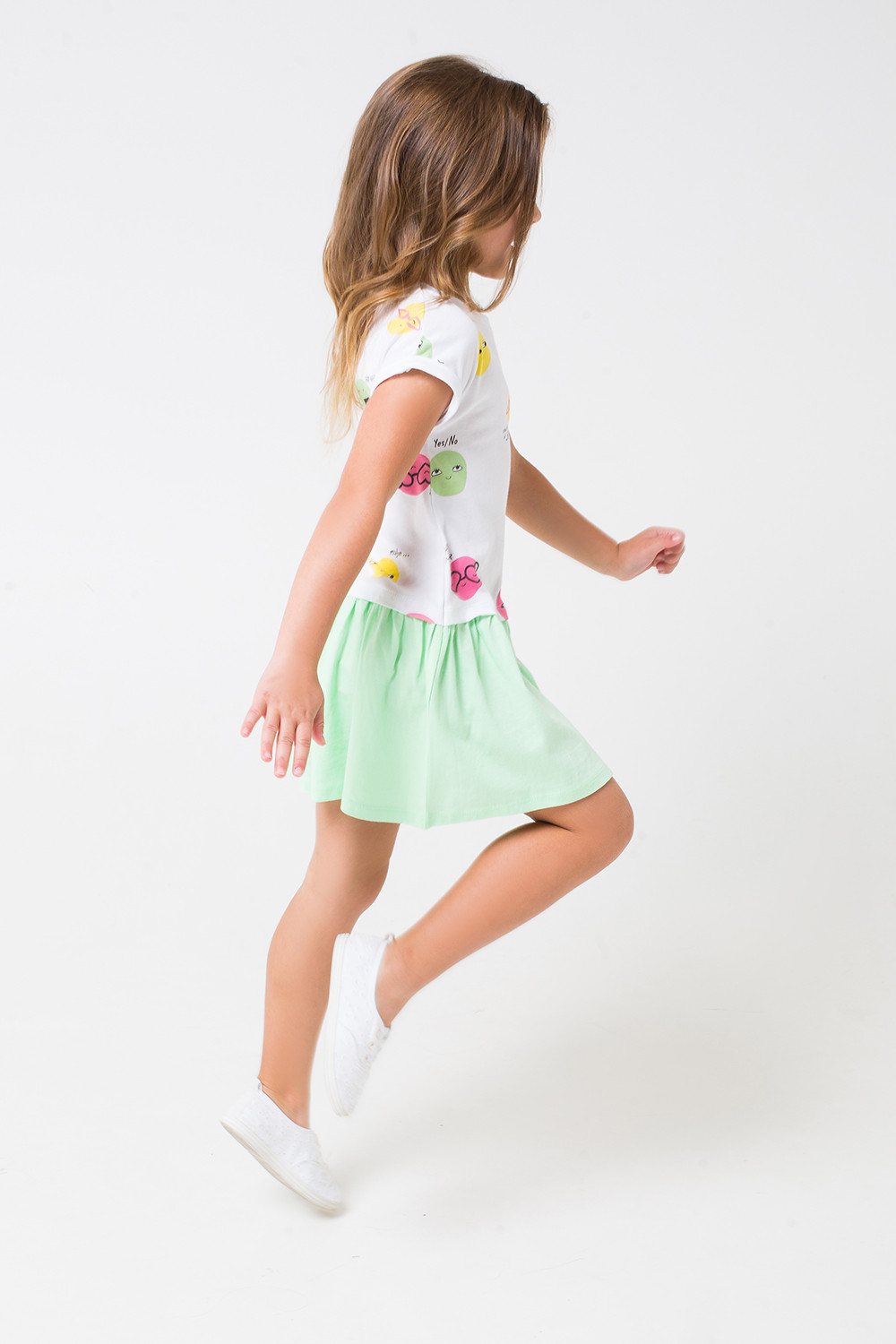 картинка Платье для девочки Crockid К 5380 смайлики на белом, минт к1242 от магазина детских товаров ALiSa
