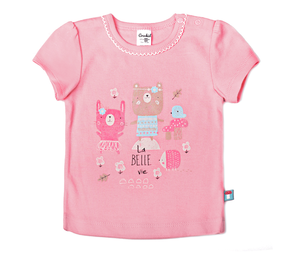 картинка Футболка для девочки Crockid К 300044 розовый (лесные малыши) от магазина детских товаров ALiSa