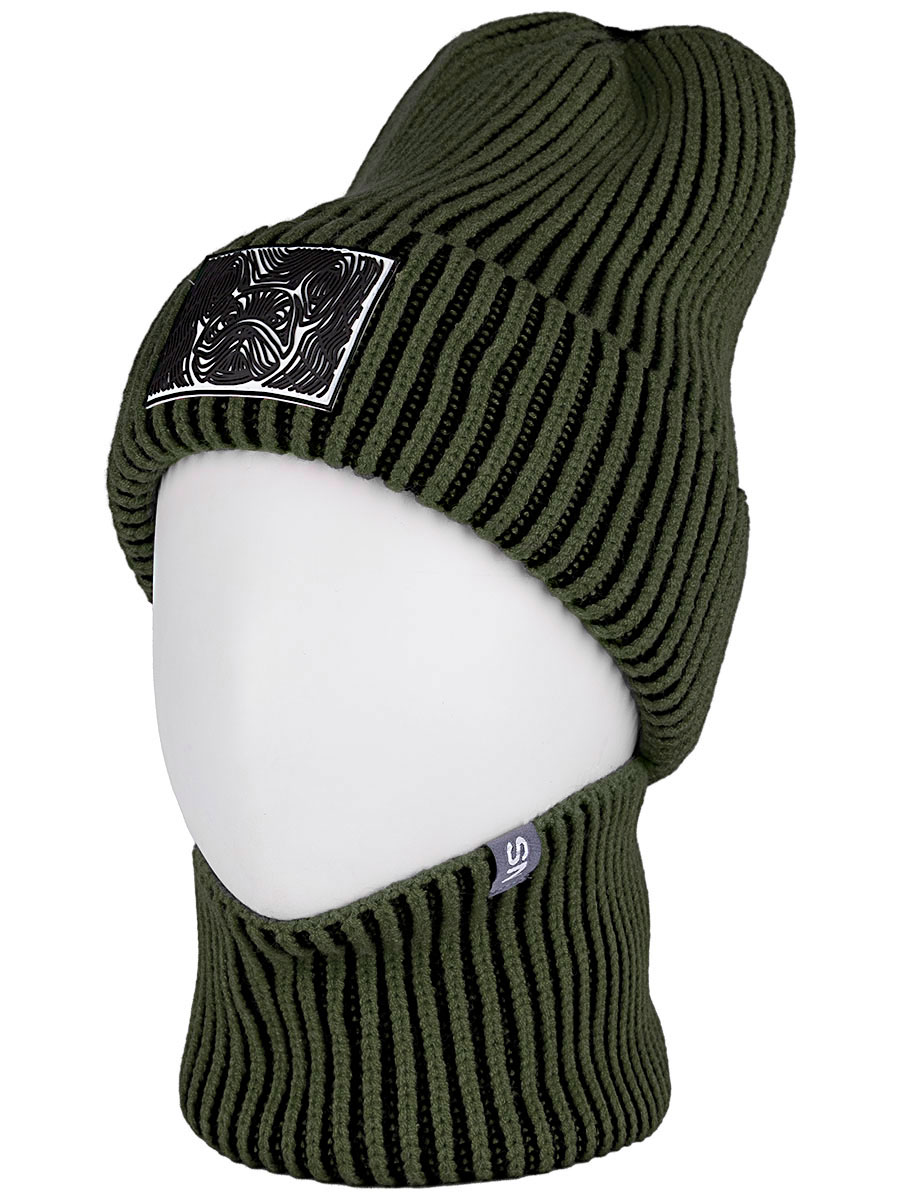 картинка Комплект шапка снуд для мальчика NIKASTYLE 12з16624 Черный хаки от магазина детских товаров ALiSa