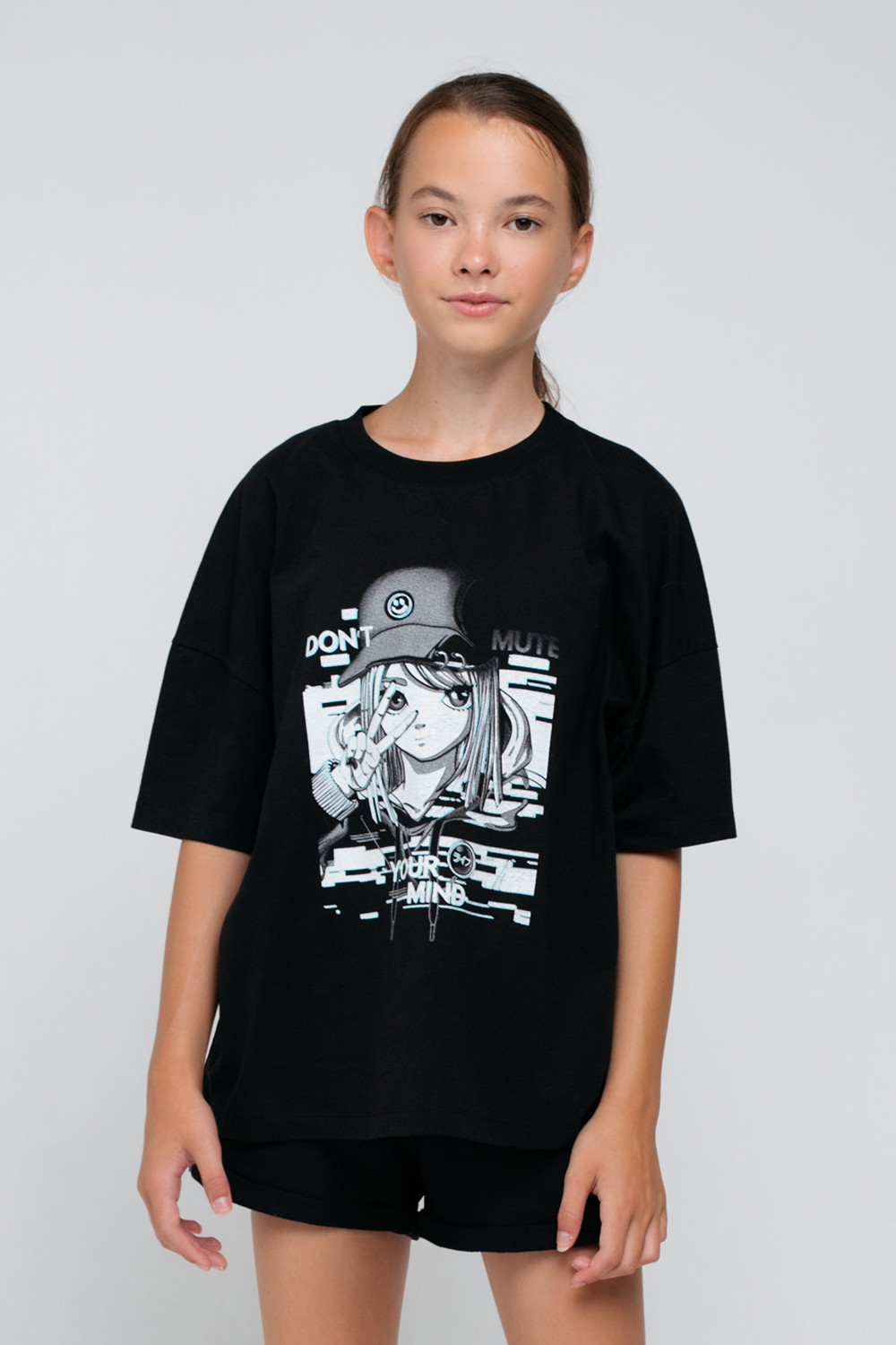 картинка Футболка для девочки КБ 301811 черный к67 от магазина детских товаров ALiSa