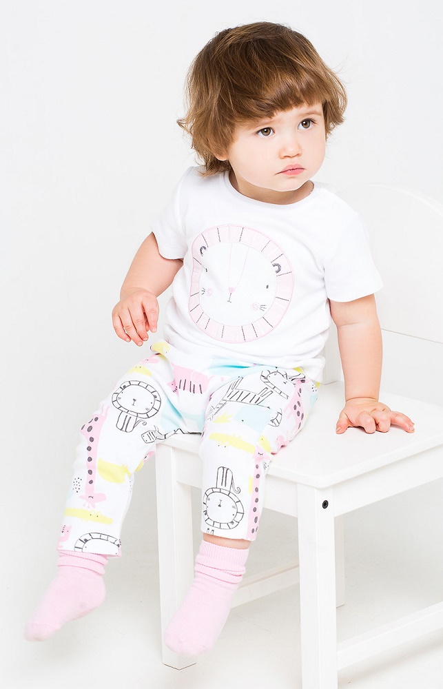 картинка Комплект для девочки Crockid К 2569 белый + розовые звери саванны от магазина детских товаров ALiSa