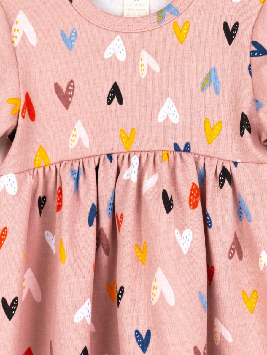 картинка Платье для девочки Baby Boom С252/1-И Сердечки на бежевом от магазина детских товаров ALiSa