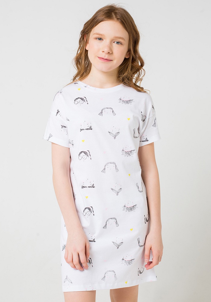 картинка Сорочка для девочки Crockid КБ 1148 веселые детки на белом от магазина детских товаров ALiSa