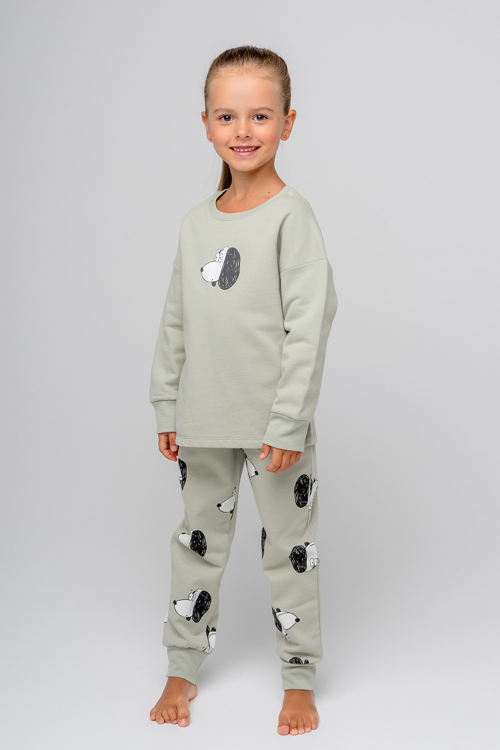 картинка Пижама детская Crockid К 1567 темно-оливкоый, собачки от магазина детских товаров ALiSa