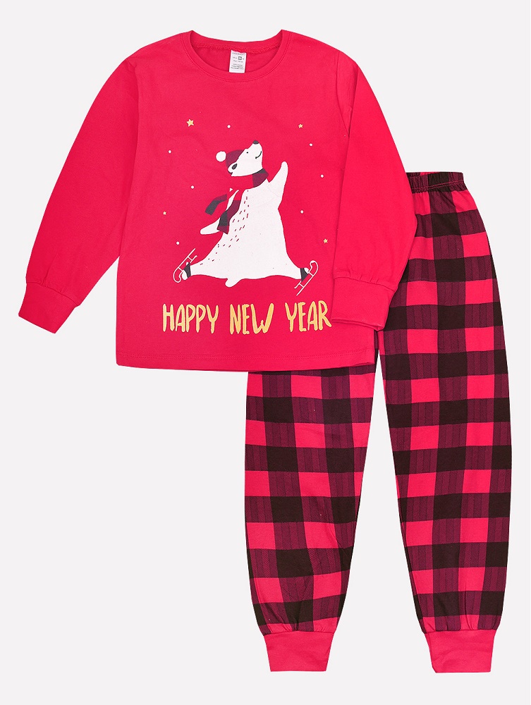 картинка Новогодняя пижама Crockid К 1512 красный + новогодняя клетка от магазина детских товаров ALiSa