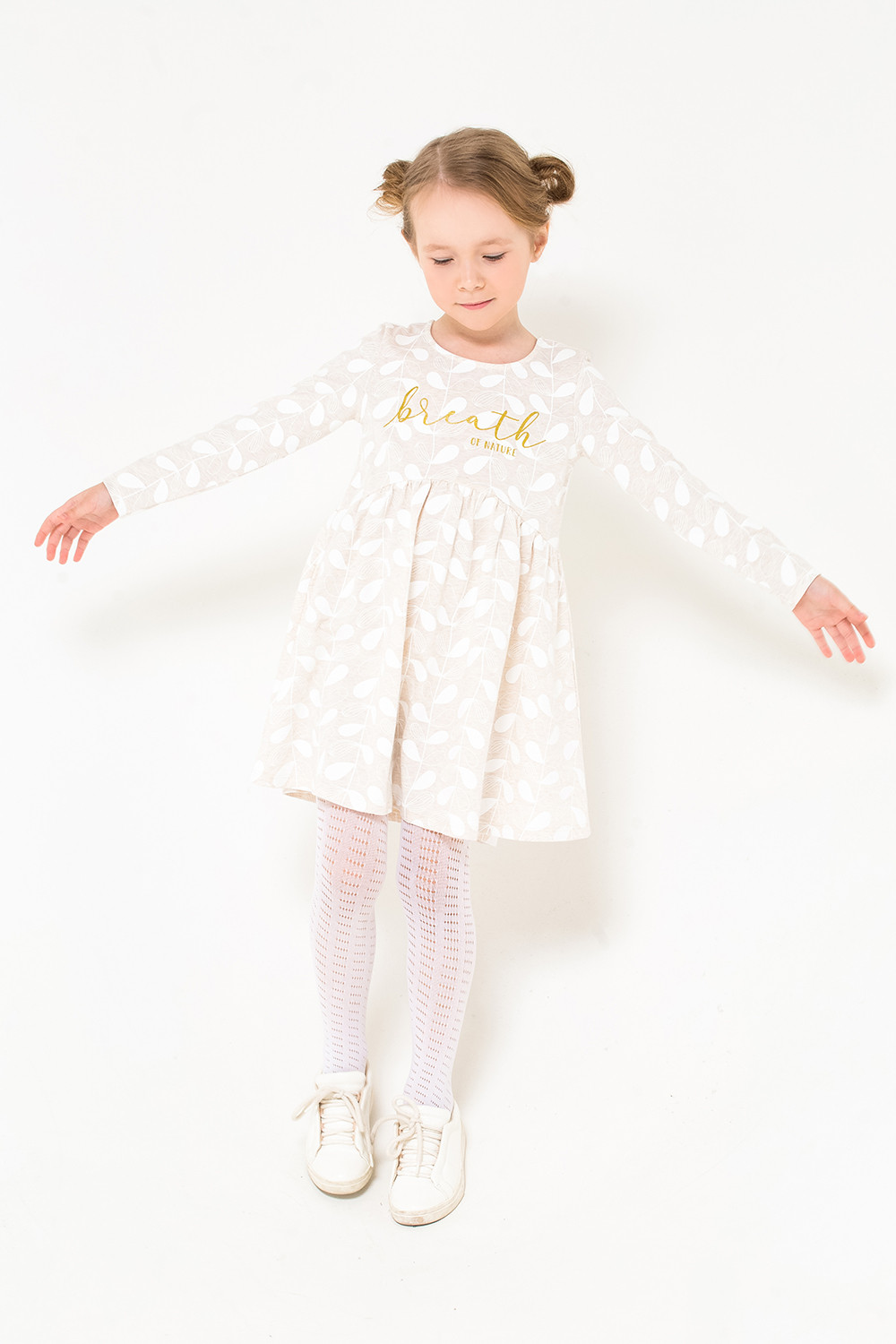 картинка Платье для девочки Crockid КР 5617 светло-бежевый меланж, лианы к255 от магазина детских товаров ALiSa