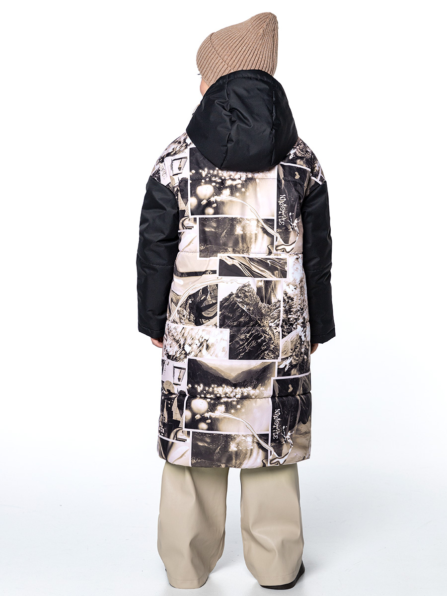 картинка Пальто зимнее для девочки NIKASTYLE 6з3224 Черный беж от магазина детских товаров ALiSa