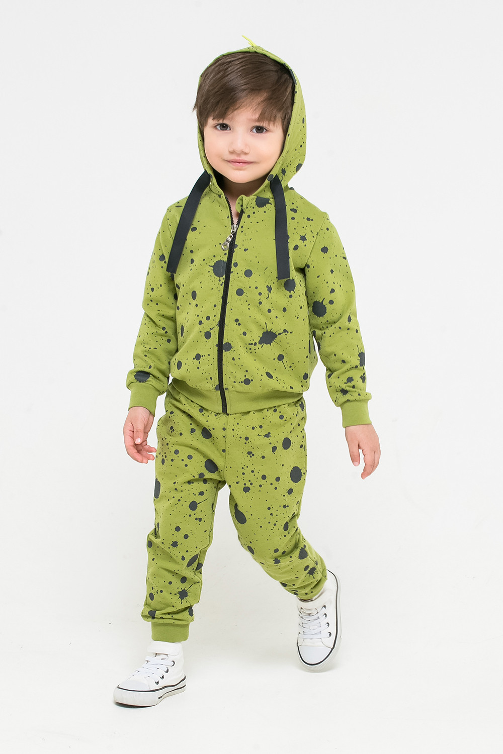картинка Брюки для мальчика Crockid КР 4868 зеленый, брызги краски к262 от магазина детских товаров ALiSa