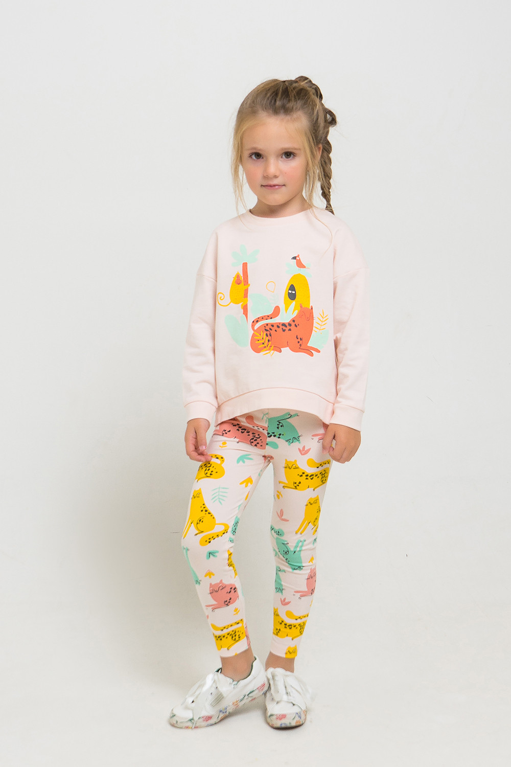 картинка Бриджи для девочки Crockid К 4074 бледно-персиковый, леопарды к1262 от магазина детских товаров ALiSa