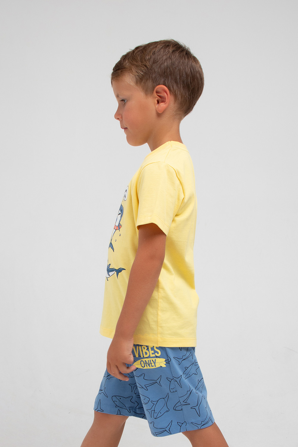 картинка Шорты для мальчика Crockid К 400318 дымчато-синий, акулы к1285 от магазина детских товаров ALiSa