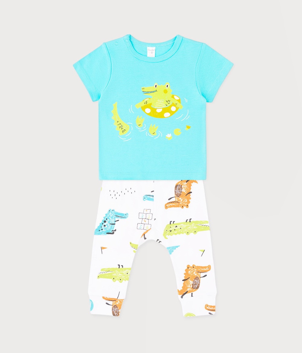 картинка Комплект для мальчика Crockid К 2613 яркий минт + крокодильчики на белом от магазина детских товаров ALiSa
