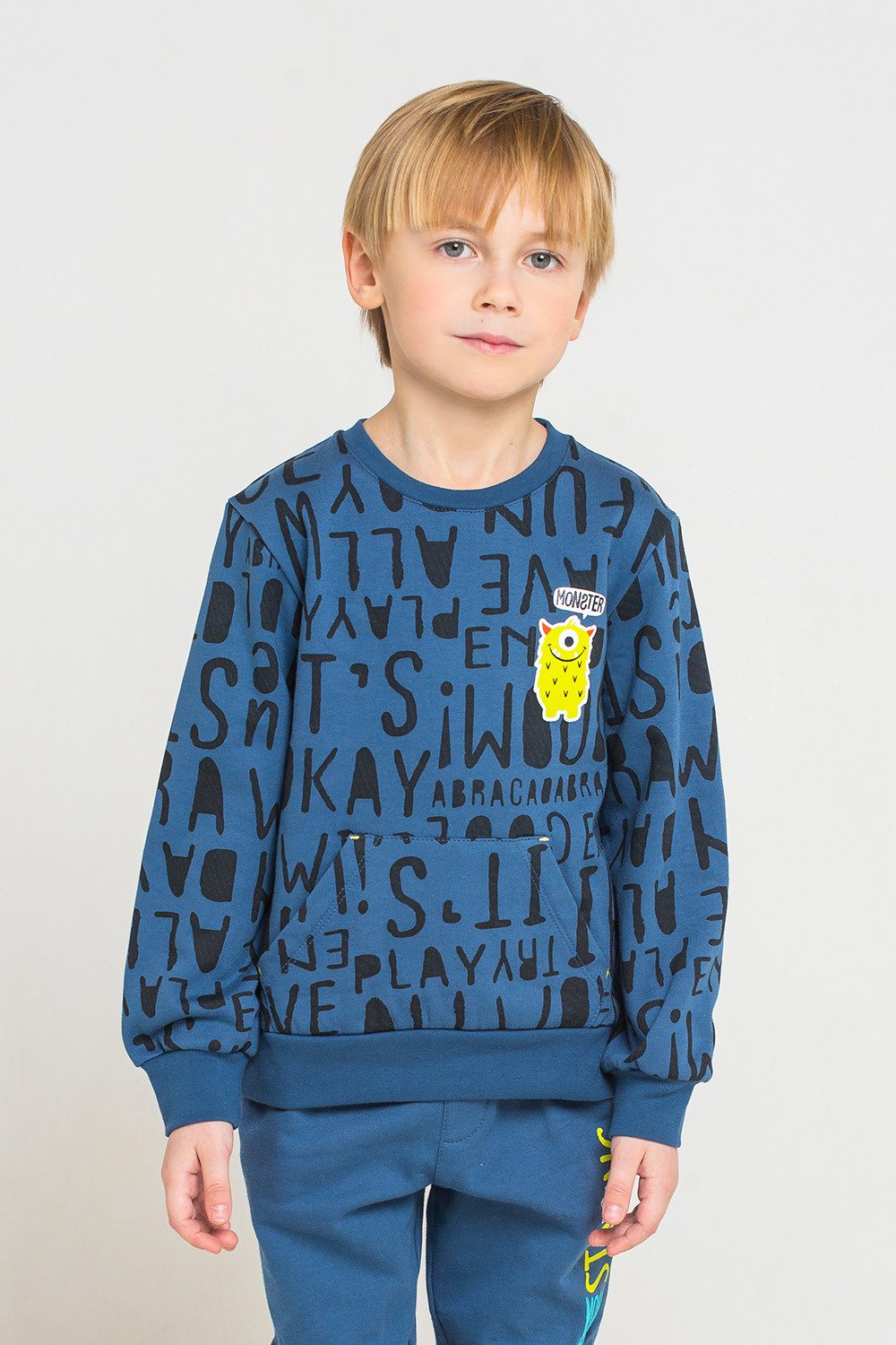 картинка Джемпер для мальчика Crockid К 300744 темно-джинсовый, буквы к1241 от магазина детских товаров ALiSa