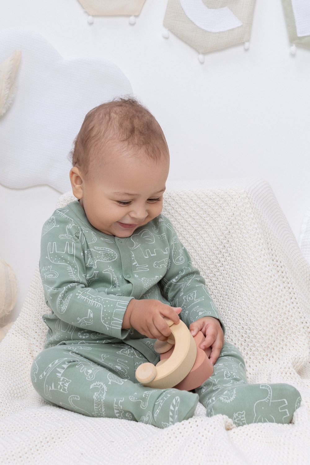 картинка Кофточка детская Crockid К 300450-2 зоопарк, эффект меланжа (зеленый) я120 от магазина детских товаров ALiSa