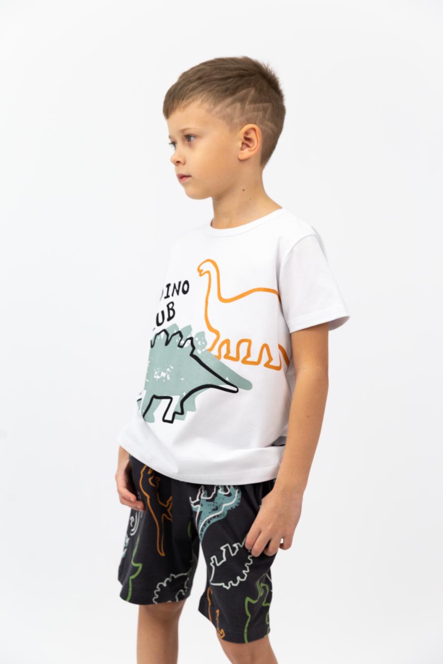картинка Футболка для мальчика Baby Boom Ф137/2-К CLUB DINO Белый Б116 от магазина детских товаров ALiSa
