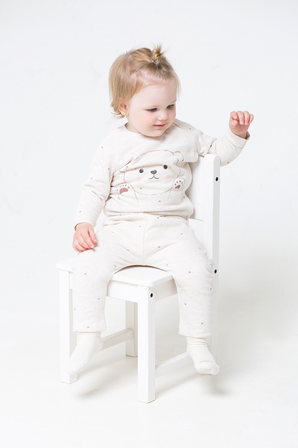 картинка Комплект для девочки Crockid К 2728 светло-бежевый меланж (белый мишка) от магазина детских товаров ALiSa